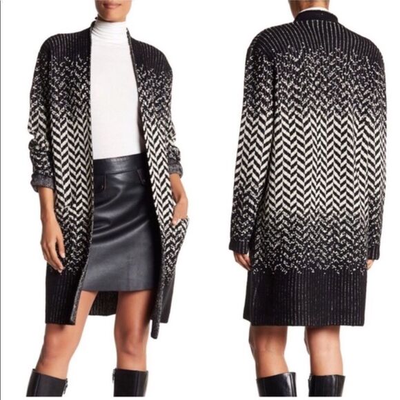 Vertigo Chevron Print Knit Duster Cardigan Sweater Sz XL - Picture 1 of 4